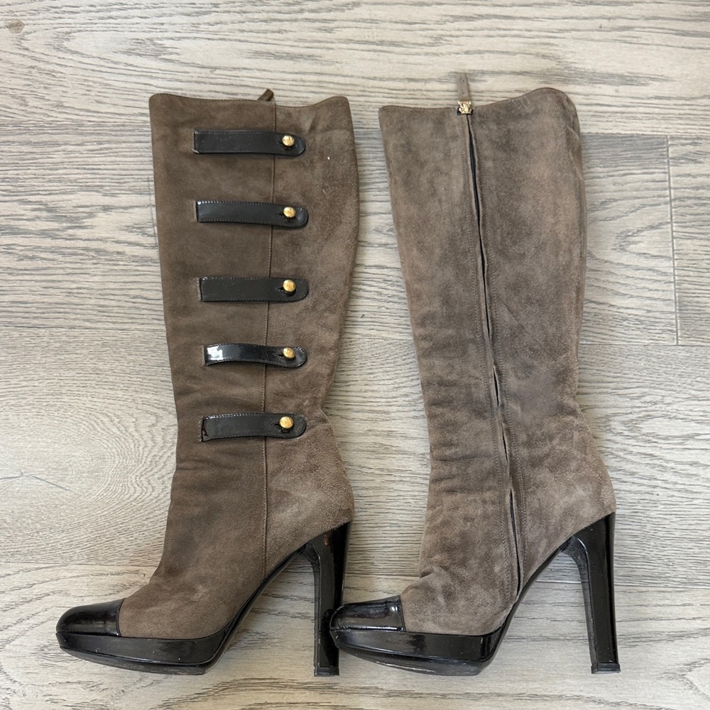 Fendi Suede and Leather Brown and Black Heeled Boots